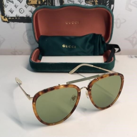 New ✨ Authentic Gucci GG0672S 003 Havana Aviator Sunglasses ✨ - Picture 1 of 11